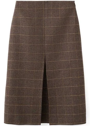 MANGO Women's Wool-Blend Check Midi Skirt