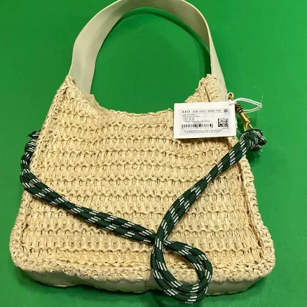 American Eagle Mini Raffia Tote Bag, New With Tags, MSRP $34.95 - New Women | Color: Yellow/Green