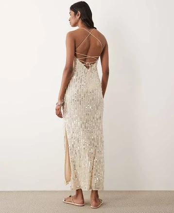 Miss Selfridge Pearl and Sequin Embellished Midi Dress