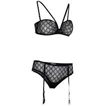 Gucci Women's GG Star Embroidered Tulle Lingerie Set