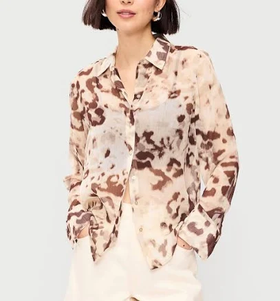 Old Navy Women's Chiffon Sheer Button-Down Shirt