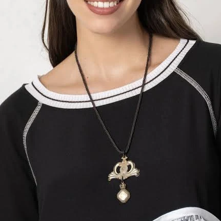 Elisa Cavaletti Long Necklace with Gold Maxi Pendant