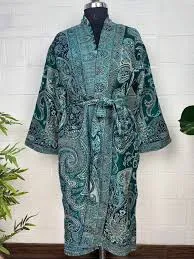 Merino Wool Paisley Kimono Robe