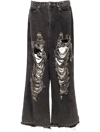 Natasha Zinko ripped wide-leg jeans - Black