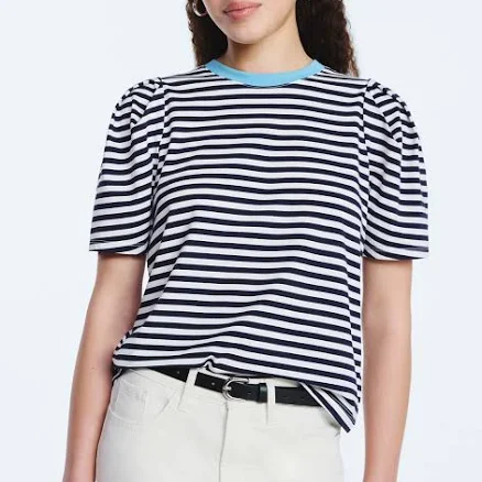 Free Assembly Women's Crewneck Tee with Puff Sleeves