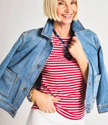 Chico's Women's Cropped Denim Trucker Jacket