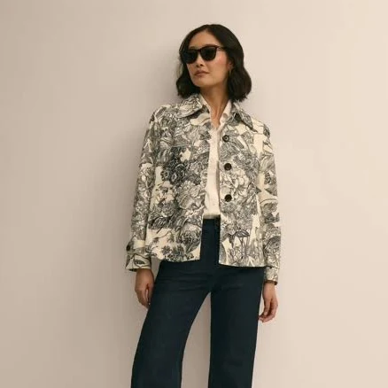 Brooks Brothers Women's Relaxed Cotton Twill Floral Jacket