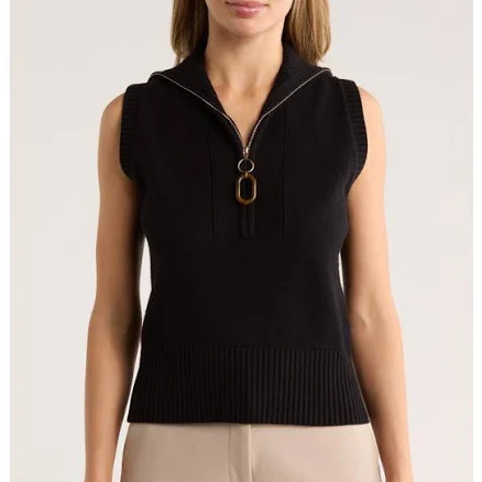 BY Design Johanna Sleeveless Zip Front Top