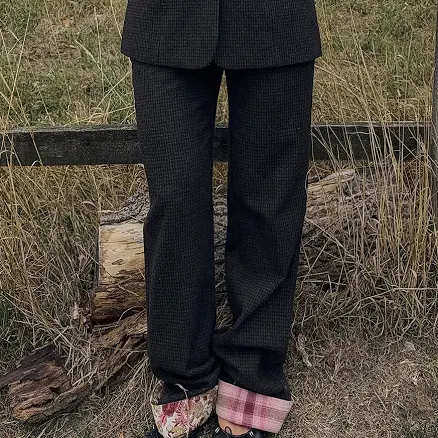 Olivia TPS x NA-KD Straight Checked Pants