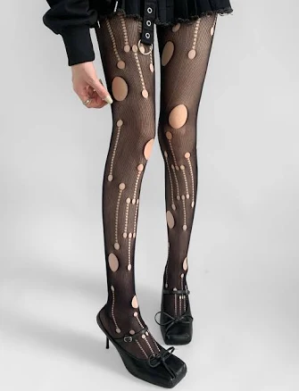 Asymmetrical Cutout Fishnet Tights
