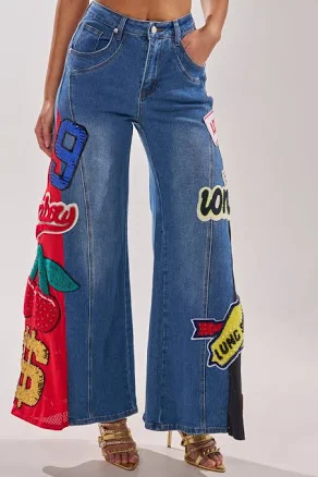 AKIRA Not Sorry Patchwork Denim Jeans