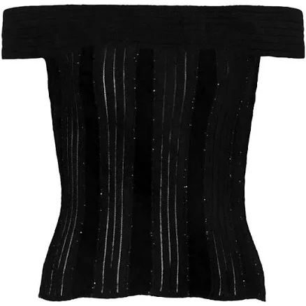 Balmain Women's Off-the-Shoulder Glitter Top