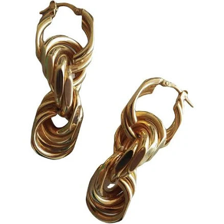 Bottega Veneta Gold Plated Chain Link Hoop Earrings