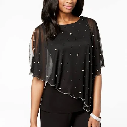 Msk Embellished Asymmetrical Overlay Top