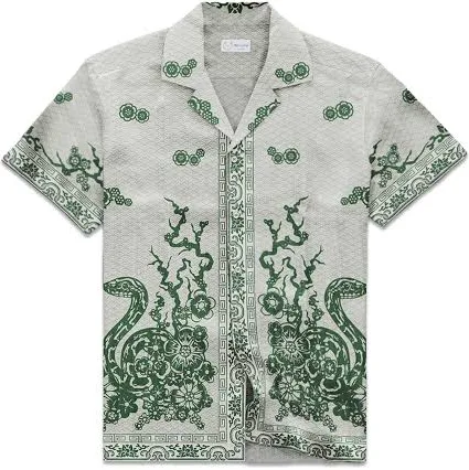 Silk Bowling Shirt with Year of the Snake Print