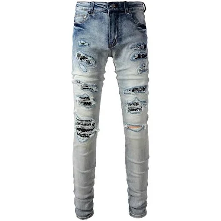 Bandana Print Patch Jeans