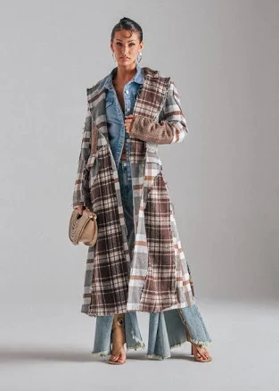 AKIRA Mixed Feelings Patchwork Trench Coat