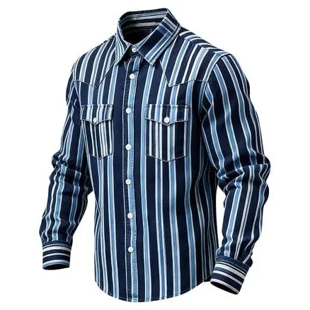 Men's Retro Western Striped Shirt