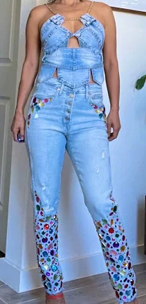 Bedazzled High-Rise Rhinestone Skinny Jeans