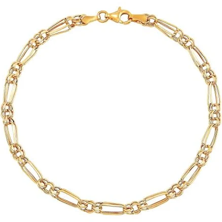 Brilliance Fine Jewelry 10K Yellow Gold Alternating Oval and Round Links Bracelet