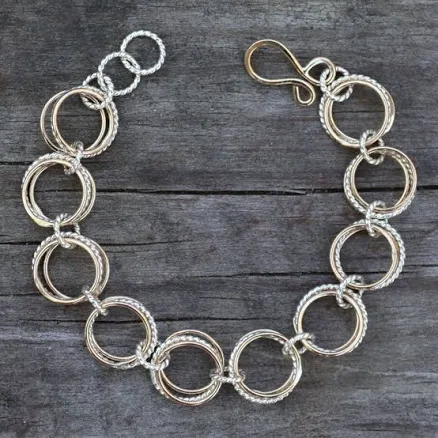 Triple Stacked Links Bracelet 272 Silver gold gold