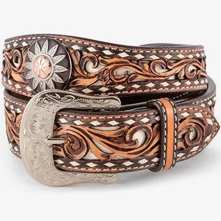 Circle Y Daisy Filigree Leather Belt