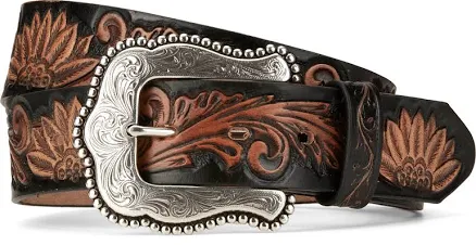 Tony Lama Women's Delheart Leather Daisy Belt