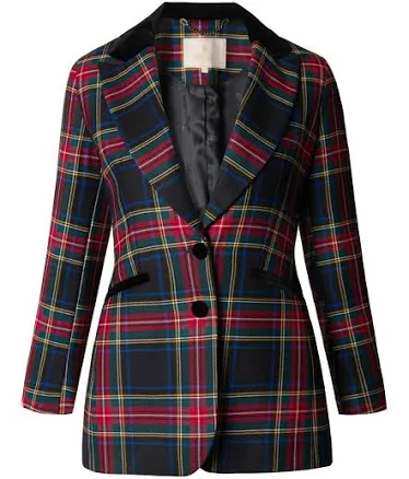 House of Bruar Ladies Velvet Trim Tartan Blazer