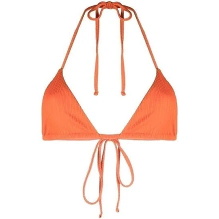 Frankies Bikinis Logo-print Bikini Top Orange Size: M -