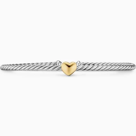 David Yurman Women's Micro Cable Flex Heart Station Bracelet in Sterling Silver