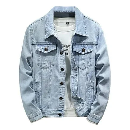 Men's Distressed Ripped Denim Trucker Jacket