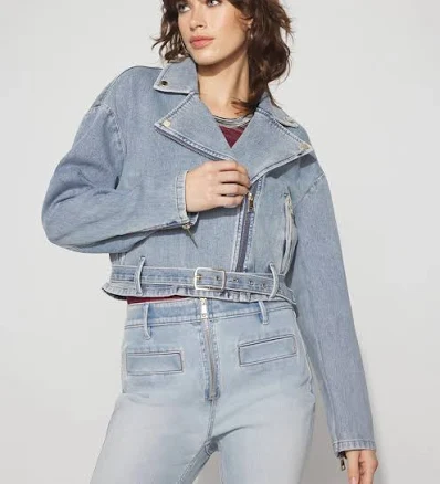 White House Black Market Women's Denim Moto Jacket