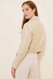 Line + Dot Pearl Crop Sequin Jacket