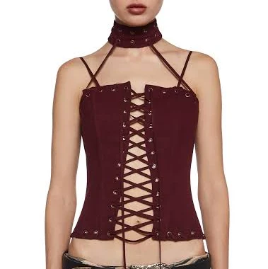Waited All Night Corset Top DARK RED / LARGE