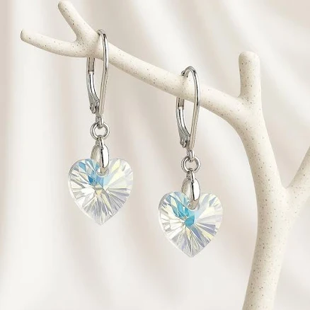 Crystal Heart Dangle Earrings