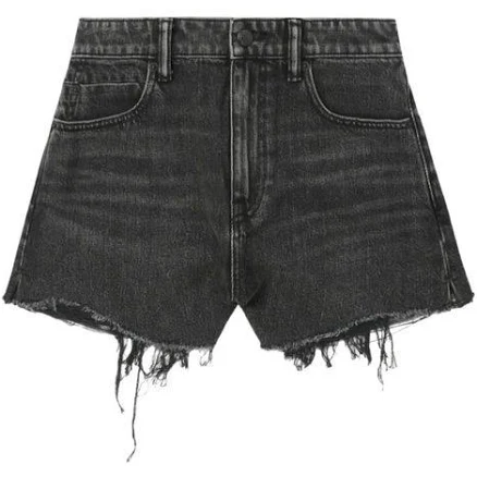 Alexander Wang Bite High Rise Denim Women Short With Logo Pocket