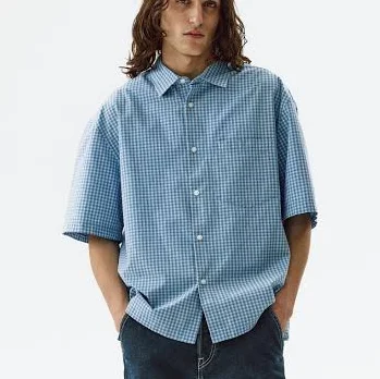 H&M Men's Relaxed-Fit Checked Cotton Shirt