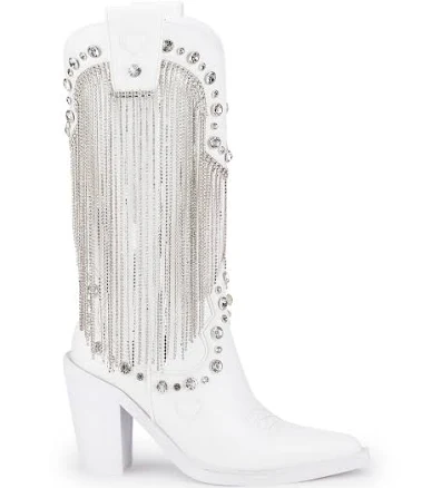Present Perfect Cowboy Boots - White WHITE / US 10