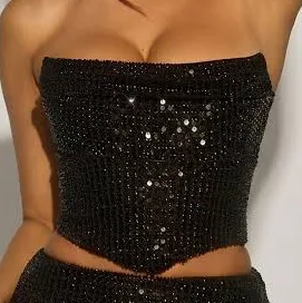 Oh Polly Sterling Embellished Draped Corset Top