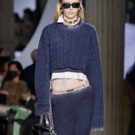 Ddp Authentic Miu Miu Cable Knit Logo Cropped Sweater Jumper Pullover
