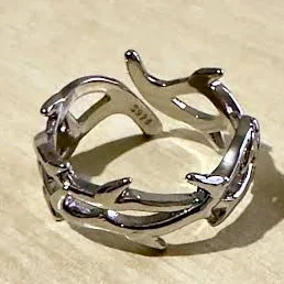 Sterling Silver Boho Thorn Branch Couple Rings