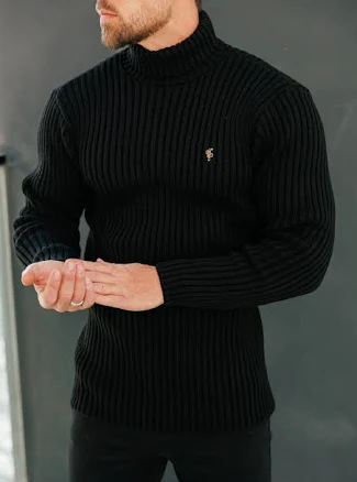 Ribbed Knit Roll Neck Jumper
