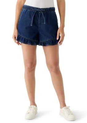 Crown & Ivy Women's Ruffle Hem Denim Shorts