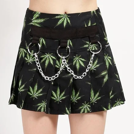 Tripp Nyc Grass Mary Chain Pleated Skirt