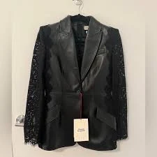 BNWT Alexander McQueen Leather and Lace Blazer