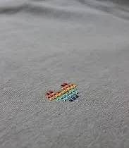 Hand Embroidered Rainbow Heart Gray Sweatshirt