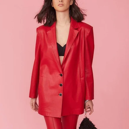 JAYLEY Eco Leather Long Blazer