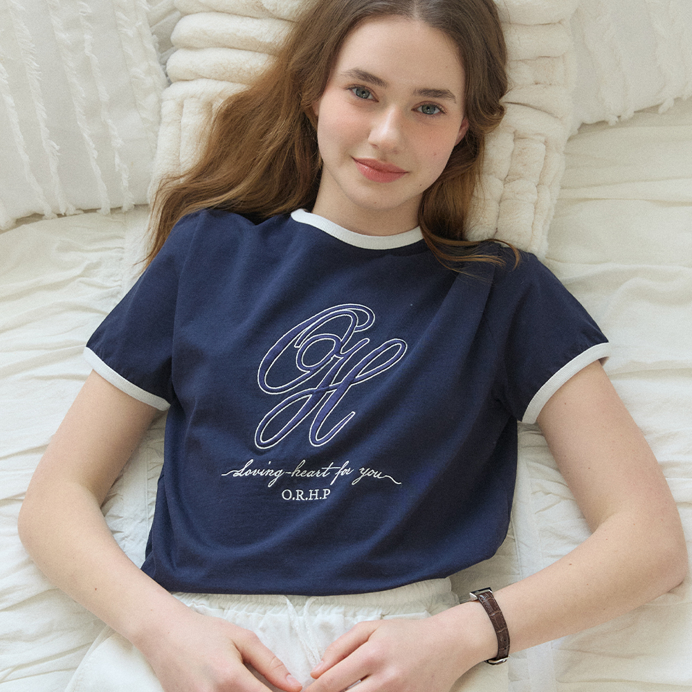 아워호프 Logo Embroidery Ringer T-shirt H25SM1-TS55