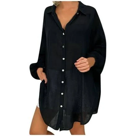 Women's Oversized Linen Cotton Button Down Shirt