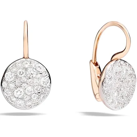 Pomellato Sabbia Diamond Disc Drop Earrings in Rose Gold